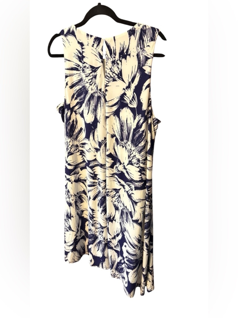 Anne Klein Navy White Floral A-Line Dress Size 16 Summer - Picture 5 of 6